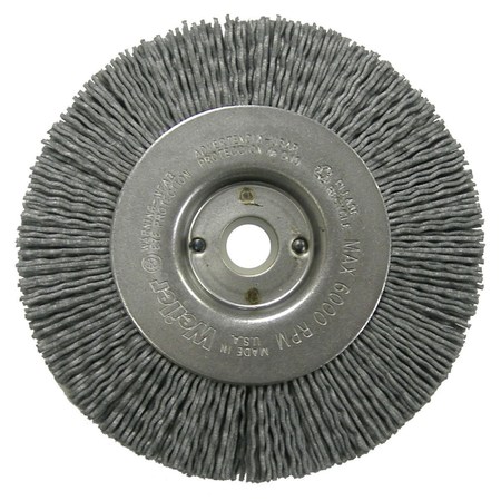 WEILER 4" Narrow Face Nylox Wheel, .040/120SC Crimped Fill, 1/2"-3/8" 31124